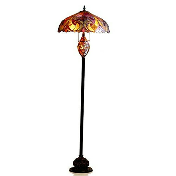 LIAISON Tiffany-style 3 Light Victorian Double Lit Floor Lamp 18" Shade