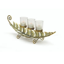 Melrose 18" Golden Patina Laying Fern with Three Votive Cups Table Top Decoration