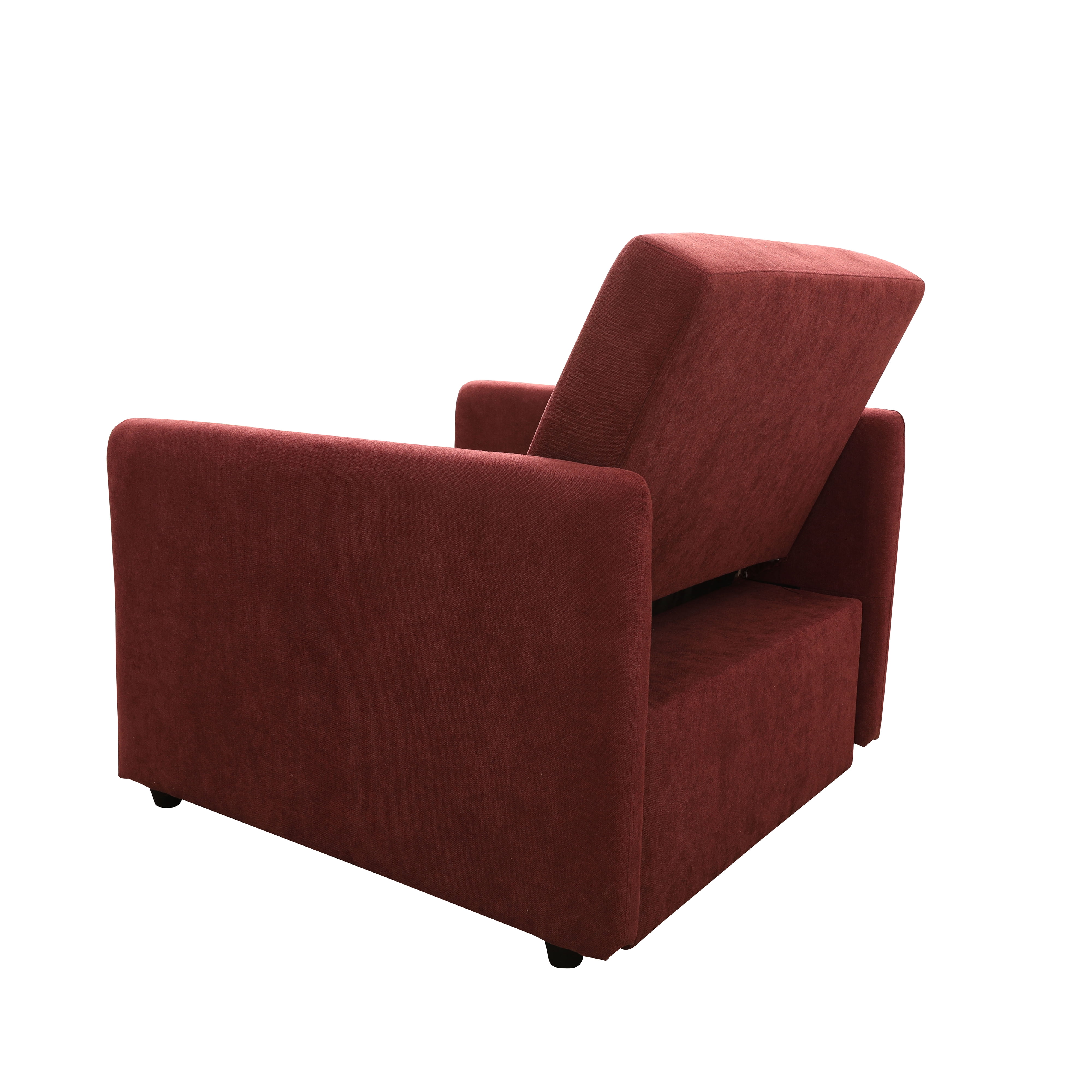 MAYEERTY 36" Modern Upholstered Lint 1-Piece Convertible Sofabed Armchair with Quick-Fold Design for Living Room，Red