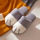 thumbnail image 1 of Zapatillas de algodón para mujer, de invierno, con diseño de pata de gato y dibujos animados, para amantes de los gatos, con pelo, de terciopelo, cálidas y suaves., 1 of 5