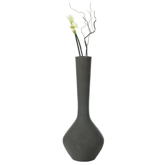 Tall Floor Vase, Modern Charcoal Grey Extra Large Floor Vase, 38-inch Trumpet Style Plastic Vase, Decorative Lightweight Vase, for the Entryway, Dining Room, Living Room, or Bedroom