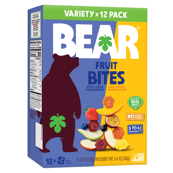 BEAR Fruit Bites Variety Pack Mixed Berries/Tropical, 8.4oz, 12 count