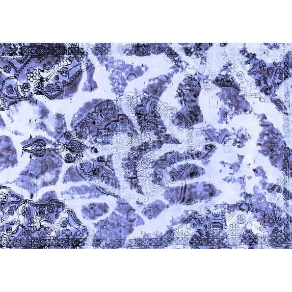 Ahgly Company Machine Washable Indoor Rectangle Abstract Blue Modern Area Rugs, 5' x 8'