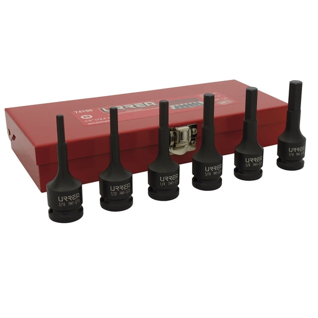 Juego 6 Dados De Impacto Punta Hexagonal Pulgadas 1/2" Urrea 74150