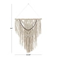 thumbnail image 3 of DecMode Cream Cotton Intricately Weaved Macrame Wall Decor with Beaded Fringe Tassels, 3 of 7
