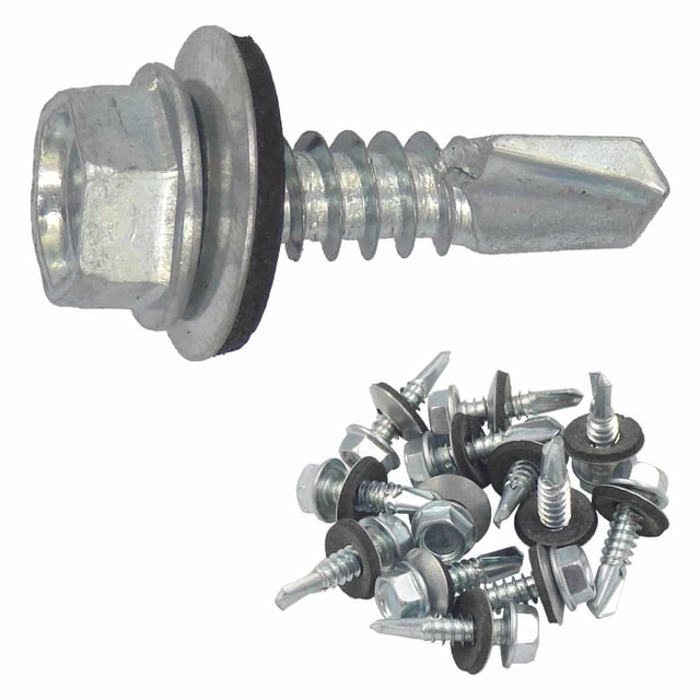Pija Hexagonal Punta Broca Tek 1/4 x 1 Pulg C/Rondana 500Pzs plateado 1 pulgada