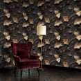 thumbnail image 2 of Peel and Stick Wallpaper Metallic Gold Ginkgo Leaf Ebony Wall Mural 17.7in x 9.8ft Self Adhesive Removable Wall Paper Renter Friendly Wallpaper for Nursery Bedroom Cabinets, 2 of 8