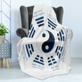thumbnail image 4 of Yin Yang Soft Flannel Fleece Throw Blanket, Yin Yang and Trigrams for I-Ching Philosophy with Names and Meanings, Cozy Plush for Indoor and Outdoor Use, 50" x 70", Navy Blue White, by Ambesonne, 4 of 5