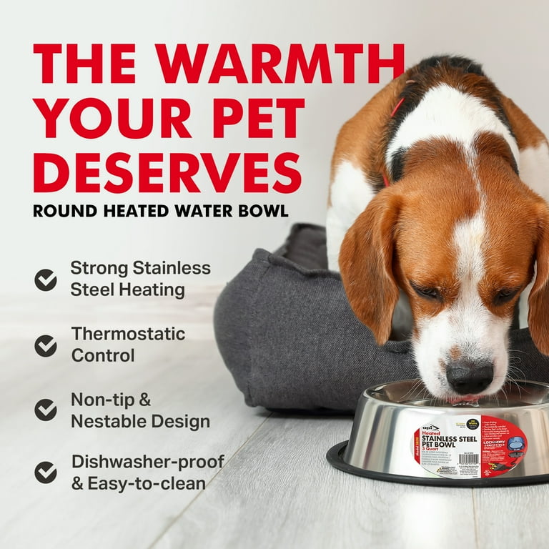 API Silver Stainless Steel 160 oz Heated Pet Bowl For Dog