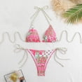 thumbnail image 2 of Women Swimsuits Printed Triangle Stylish Adjustable Lace Up Bikinis Green Womens Bathing Suits S, 2 of 3