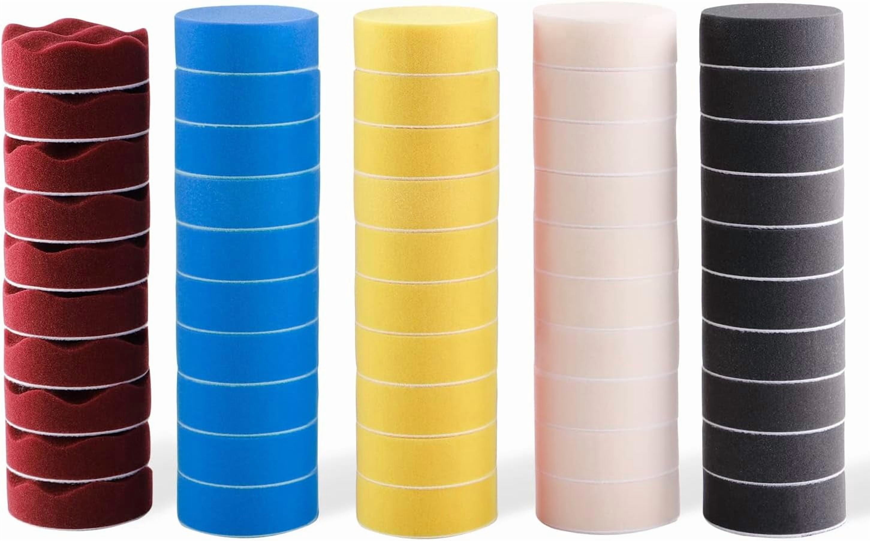 3''(80mm) Drill Polishing Kit, 22Pcs Car Polishing Foam Buffing Pads for Drill, Detail Polishing Kit Wool Pads Wax Buffer Polisher Attachment with M14 Thread Backing pad Adapters