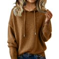 thumbnail image 2 of Warm Sweaters for Women Crew Neck Soft Hoodies Fall Winter Cozy Knitted Drawstring Hooded Pullover Khaki S, 2 of 4