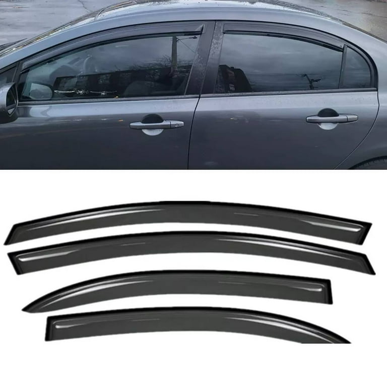 EGOESWELL 94944 Car Window Visor Vent Sun Shade Rain Guard Deflector Wind Deflector Tape On Self Adhesive Outside Mount Side Window Wind Guard Rain