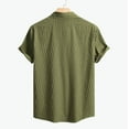 thumbnail image 4 of ZCFZJW Men's Casual Solid Color Button Down Shirts Short Sleeve Textured Summer Beach Collared T-Shirt Lightweight Cozy Tops Green M, 4 of 8