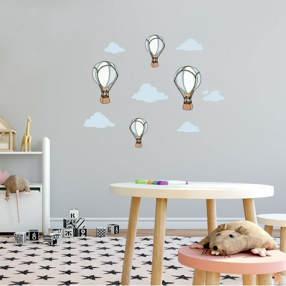 Home Wall Decal - 0 - Cute Hot Air Balloon Design Cute Hot Air Balloons Flying in Clouds - Proudly Hand Made Decal - Size: 10 In(W) x 8 In(H)