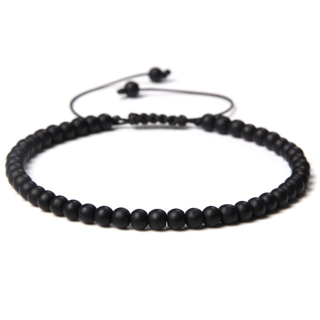 Pulsera ajustable de cuentas de piedra de 4MM para mujer, brazaletes de ágatas naturales, pulsera tejida de ónix lapislázuli para regalo de Año Nuevo, joyería Tan Jianjun unisex