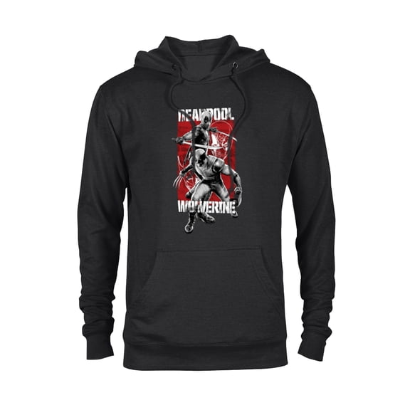 Marvel Studios Deadpool & Wolverine in Black White Red Movie - Pullover Hoodie for Adults - Customized-Black