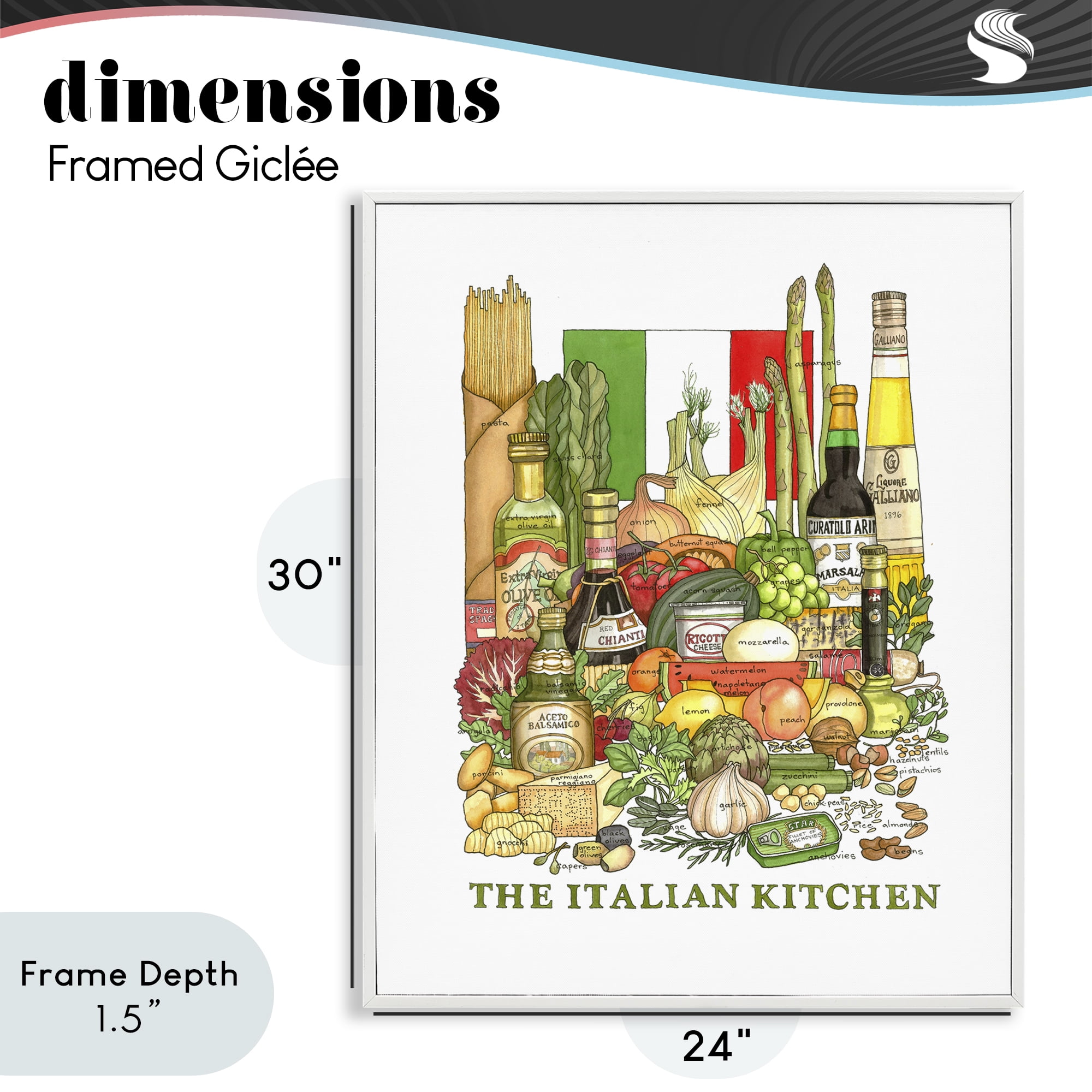 Stupell Industries Italian Kitchen and Food White Framed Giclee Art, design by Nancy Overton