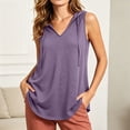 thumbnail image 7 of Qiopertar Womens Tank Tops Hooded V Neck Sleeveless Casual Loose Flowy Lightweight Soft Summer Tops, Purple 3XL, 7 of 7