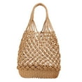 thumbnail image 2 of Bolso de hombro de paja o a mano de Boho para mujer, bolso tejido hueco de marrón Hugo bolsos de hombro de paja para mujer, 2 of 7