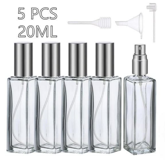 5 Set of 20ml Glass Perfume Spray Bottle Atomizer, Mini Portable Travel Refill Bottle, Cologne Dispenser Fine Mist Sprayer Toiletries Accessories Kit for Men Women