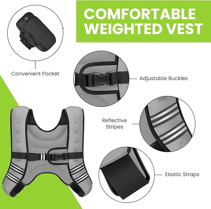 Weighted Vest for Women Men, 8lb/12lb/16lb/20lb/25lb/30lb Weighted Vest Woman Adjustable Weights for Walking, Strength Training, Running, Muscle Building