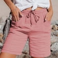 thumbnail image 2 of biudgviw Women's Bermuda Shorts Loose Elastic Waist Drawstring Shorts Textured Casual Summer Shorts for Beach Vacation with Pockets, 2 of 7