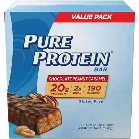 Pure Protein Bar, Chocolate Peanut Caramel, 20g Protein, 12 (Best Protein Bar Before Workout)