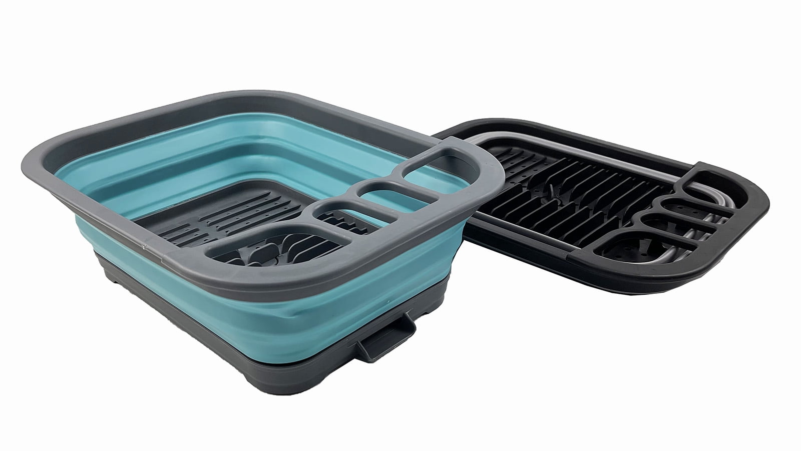 SAMMART 7.3L (1.9 Gallon) Collapsible Dish Drainer with Drainer Board - Foldable Drying Rack Set - Portable Organizer - Space Saving - pop up Storage