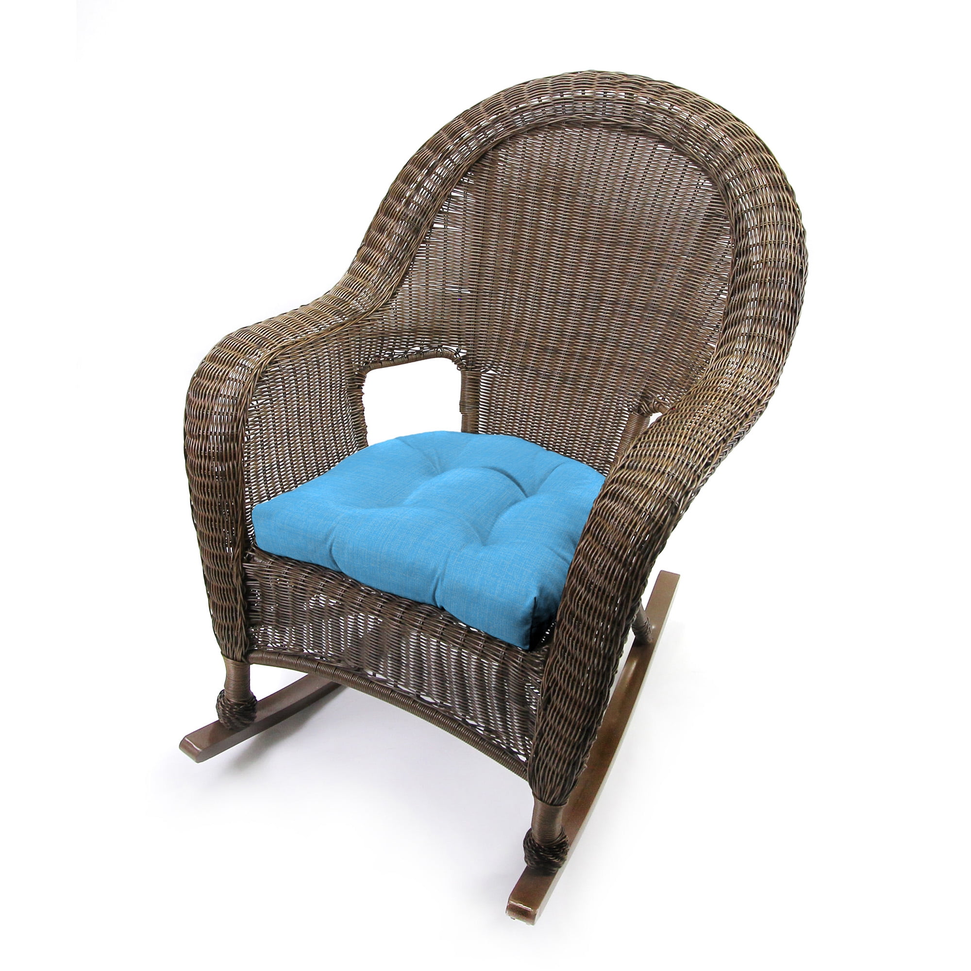 Jordan Manufacturing 18" x 18" Celosia Ice Blue Solid Square Tufted Contoured Outdoor Wicker Seat Cushion (2 Pack)