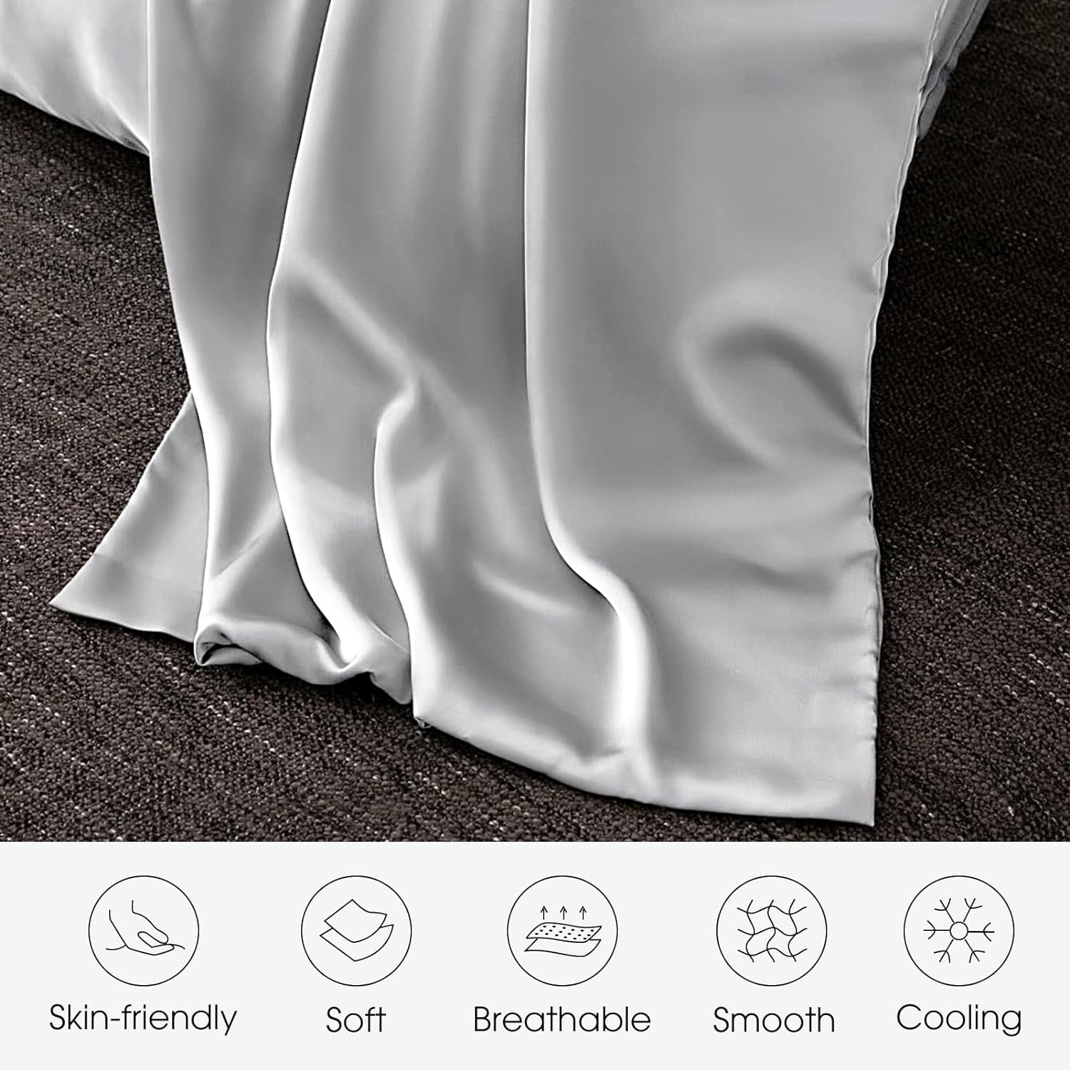 QIUYIDP Silk Pillow Cases 2 Pack Queen Size Mulberry Silk Pillowcase for Hair and Skin Set of 2 Highest Grade 6A Silk Soft Breathable Cooling with Hidden Zipper, White