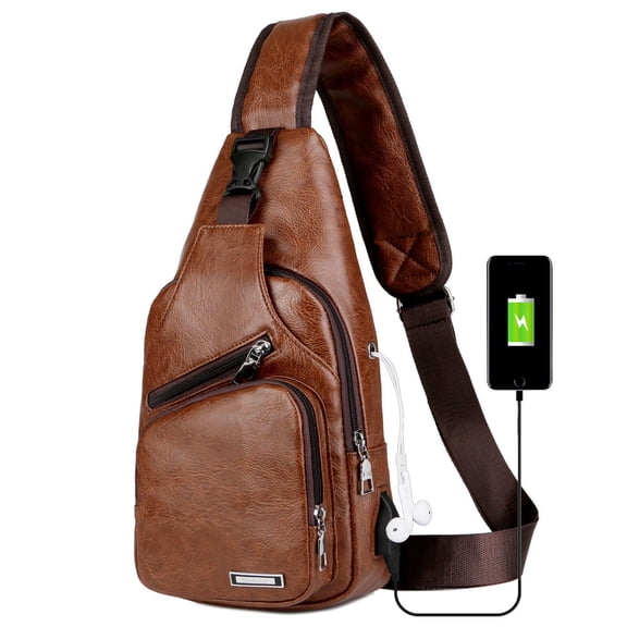 Crossbody Bag for Women and Men, Chest Bag Daypack Fanny Pack Cross Body Bag for Outdoors Hiking Traveling-Light Brown