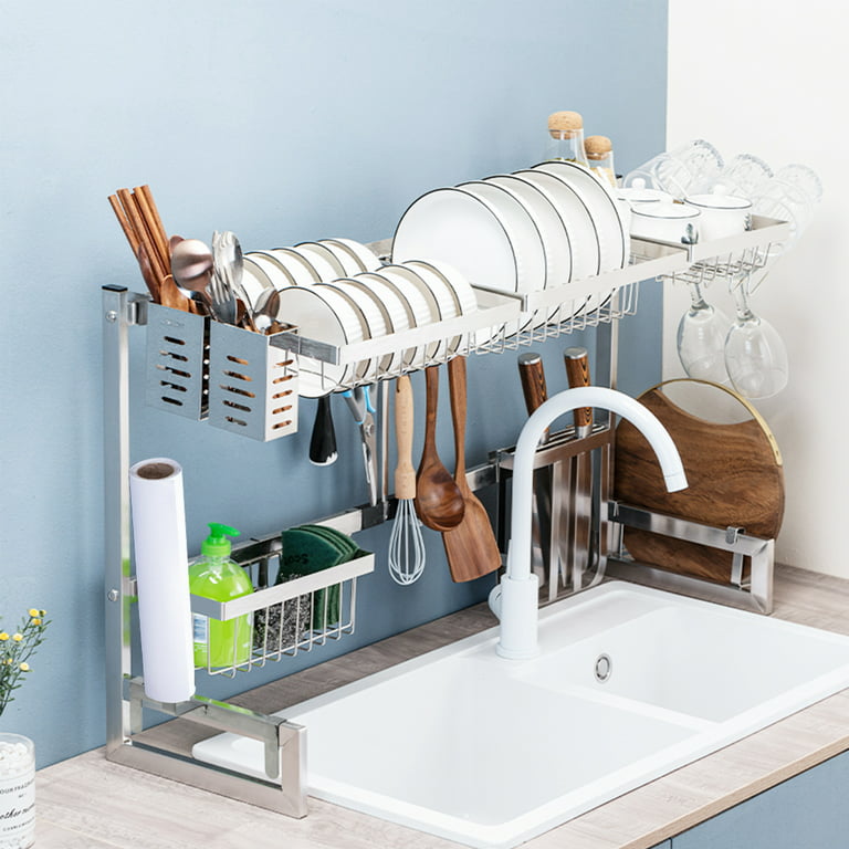 Retractable Stainless Steel Kitchen Sink Shelf Dish Rack