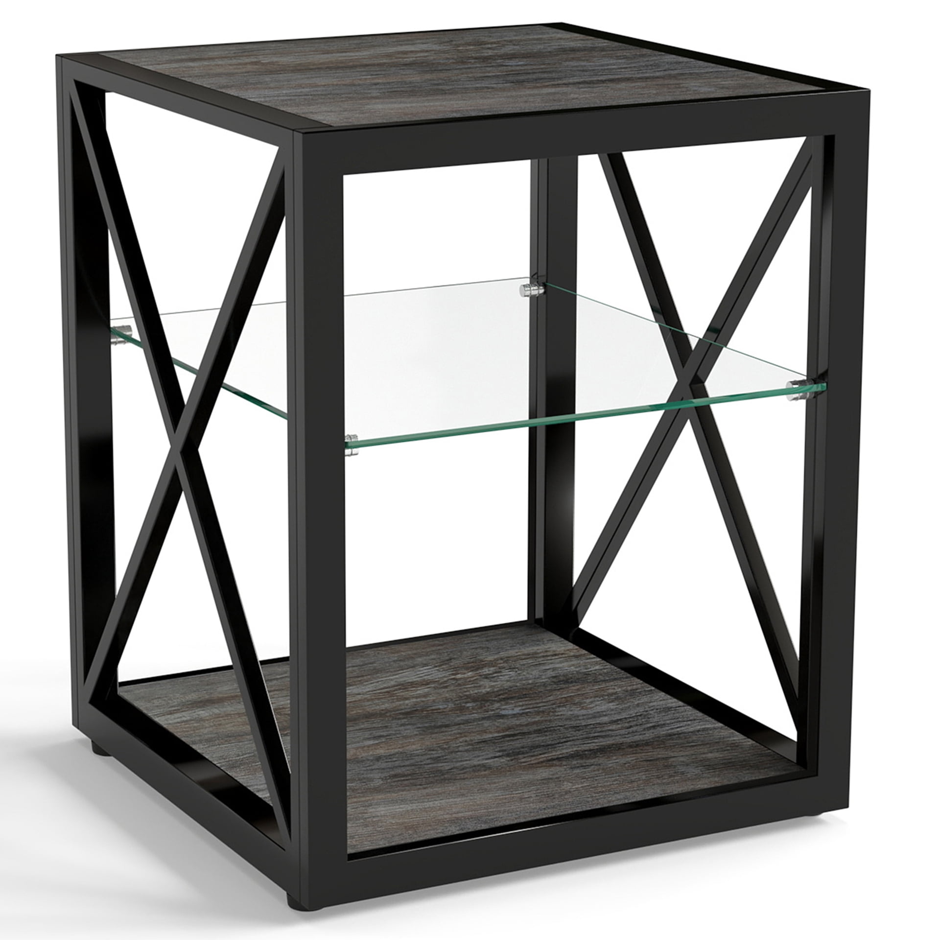 Leumius Modern End Table Nightstand for Living Room, 2-Tier Side Table Bedside Table for Living Room,Wood