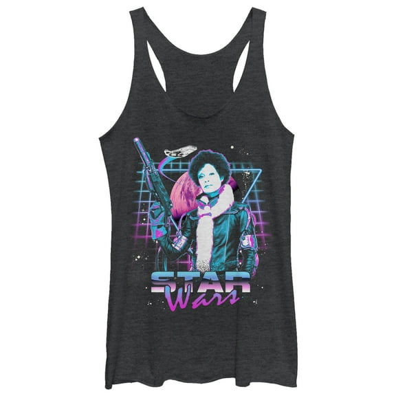 Women's Solo: A Star Wars Story 80's Vibe Val Racerback Tank Top Black Heather 2X Large