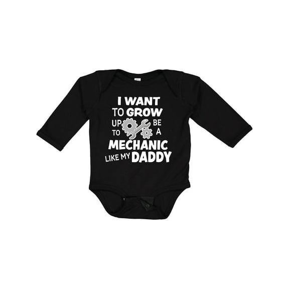 Inktastic I Want To Grow up To Be a Mechanic Like My Daddy Boys or Girls Long Sleeve Baby Bodysuit