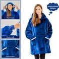 thumbnail image 2 of RUIKASI Wearable Blanket Hoodie Adult - Comfy Sherpa Blanket Hoodie Sweatshirt for Women Men, Hooded Blanket with Sleeves and Giant Pockets as Gifts for Adult, Blue, Small, 2 of 7