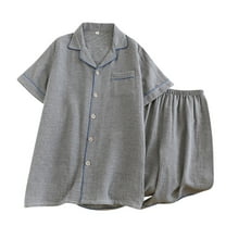 Akafmk Men's Short Sleeve Pajama Sets,Cotton Pajamas for Men Set,Short Sleeve Sleep Tops and Sleepwear Shorts 2 Piece Loungewear Set Soft Comfy Nightwear