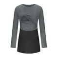 thumbnail image 2 of Diufon Women's Maternity Nursing Top Long Sleeve Round Neck Blouse Color Patchwork Postpartum Breastfeeding Clothes, 2 of 6