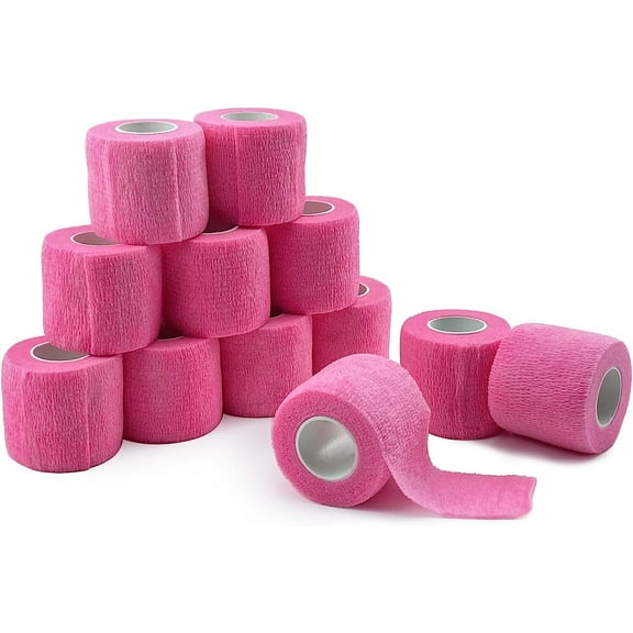 Tattoo Grip Tape Wrap Cover 12Pcs Tattoo Machine Wrap 2" x 5 Yards Tattoo Gun Tape Cohesive Elastic Bandage Rolls Self-Adherent Tape for Tattoo Pen Machine Grip Tube Accessories Sports Tape