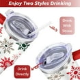 thumbnail image 5 of Snowflakes 40 Oz Tumbler with Handle Lid and Straw Stainless Steel Double Walled Vacuum Insulated Cup Merry Christmas Gifts Tumbler for Women Men Friends Outdoor Indoor, 5 of 6
