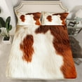 thumbnail image 2 of Manfei Cow Hide Print Bed Sheets,Rustic Farmhouse Cabin King Sheets,Beige Brown Cattle Hide Sheet Set For Adults,Microfiber Bedroom Decor,4-Piece, 2 of 7