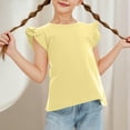 thumbnail image 2 of CYRBOKO Toddler Girls Shirts 2025, Casual Flutter&nbsp;Sleeve Summer Holiday Short Sleeve Tops Yellow Size 4-5 T, 2 of 8