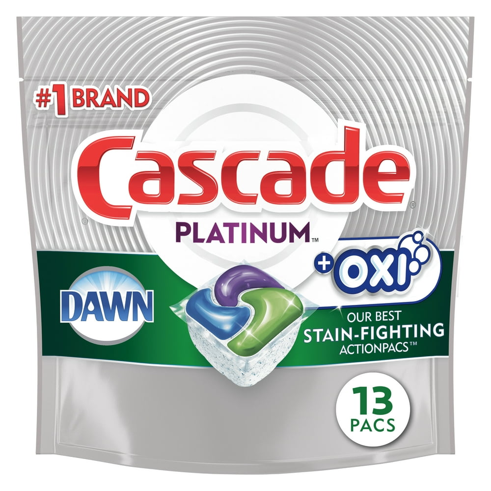 Cascade Platinum ActionPacs + Oxi, Dishwasher Detergent, Fresh, 13 ct