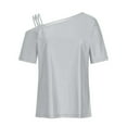 thumbnail image 5 of loopsun Plus Size Tops for Womens,Womens Summer Tops,Women's Sexy Off Shoulder Tops 2024 Fashion T Shirts Blouses Summer Short Sleeve Casual Vacation Tees Gray M, 5 of 5