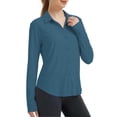thumbnail image 5 of Sheghy Women's Tops Women's solid color casual long-sleeved sun protection shirt with collar Blue M, 5 of 5