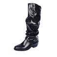 thumbnail image 2 of Miqool Women's Knee High Boots Slip On Pointed Toe Folded Block Heel Boots Comfortable Party Date Dress Boots, 2 of 9