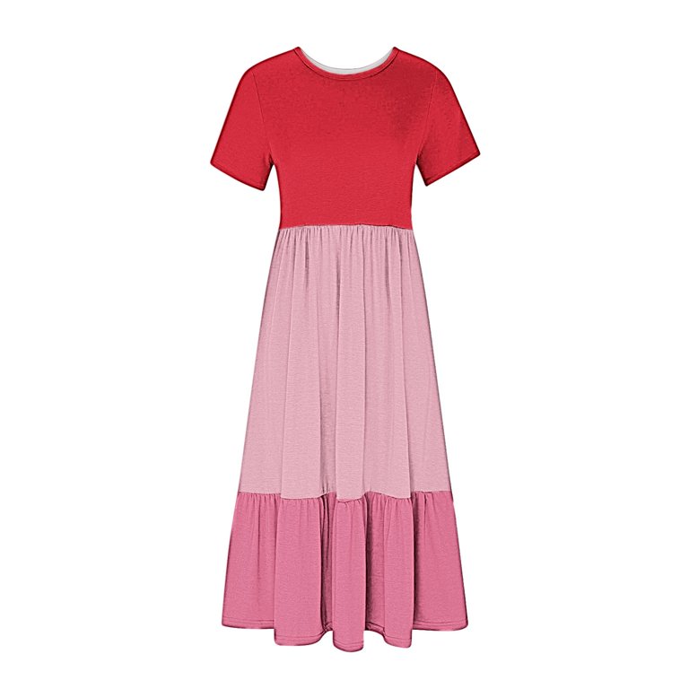 knee length dresses for ladies Cornflower Tiered Smocked Short Sleeve Midi Dress – Spunky Sparrow Boutique main image 0