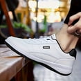 thumbnail image 2 of Men's White Low-Top Sneakers - Suitable for Casual,, Gym, All-Season Wear - All-Terrain Traction Lace-Up Sneakers ，Upper & Non-Slip PVC Sole, Soft Cushioned Comfortable Round Toe Low-Top Skate Shoes, 2 of 9
