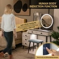 thumbnail image 6 of Costway Vanity Makeup Table Set 3-Color Dimmable Human Body Induction LED Light White, 6 of 10